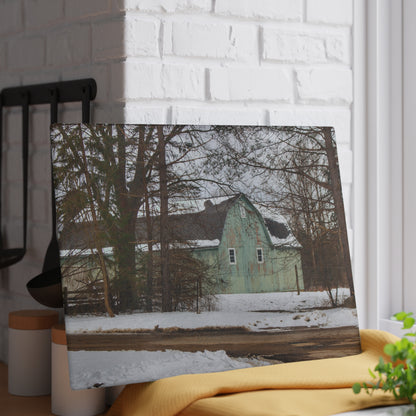 U R There Photography Hunters Creek Meadow Green Rustic Farmhouse Tempered-Glass Cutting Board