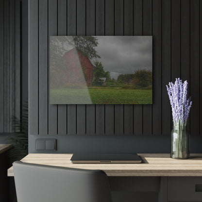 U R There Photography Columbiaville Red and Little Grey Rustic Farmhouse Acrylic Wall Print