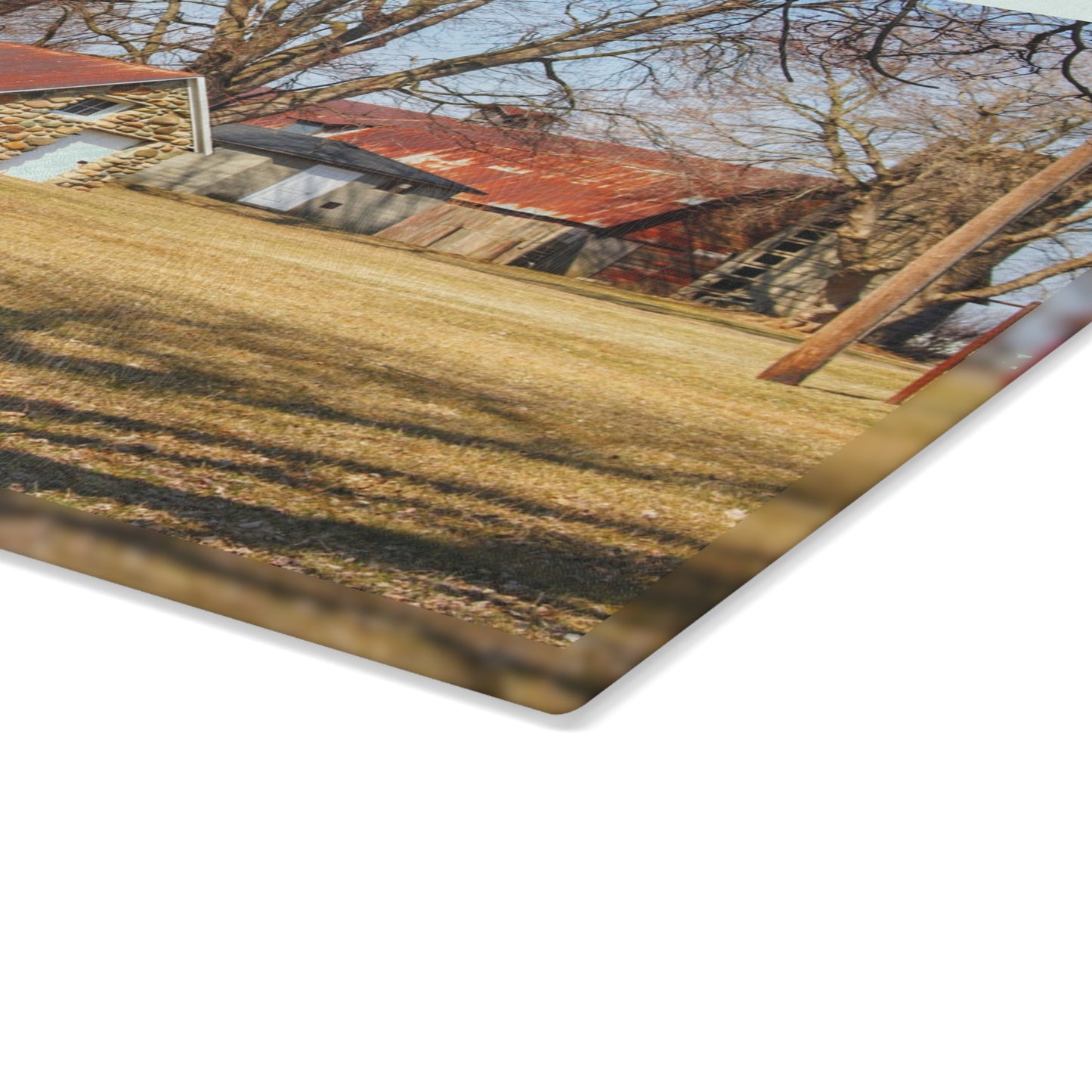 U R There Photography Wolcott Road Farm Rustic Farmhouse Tempered-Glass Cutting Board