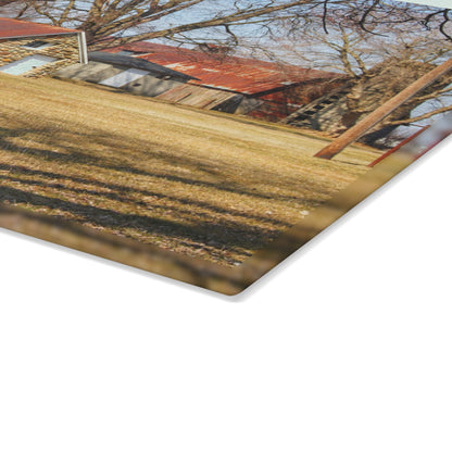 U R There Photography Wolcott Road Farm Rustic Farmhouse Tempered-Glass Cutting Board