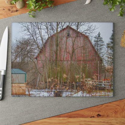 U R There Photography LeValley Road Red Rustic Farmhouse Tempered-Glass Cutting Board