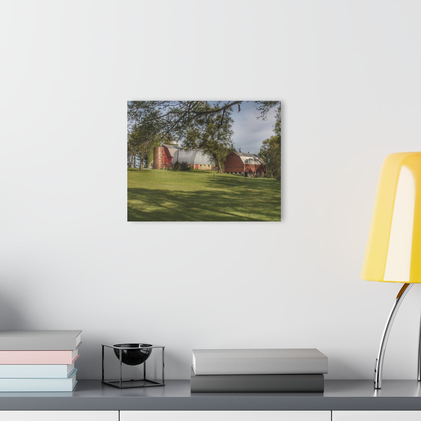 U R There Photography Clark Park Road Reds Rustic Farmhouse Acrylic Wall Print