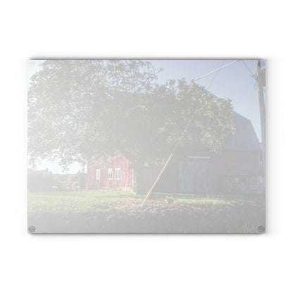 U R There Photography Rochester Road Hidden Red Rustic Farmhouse Tempered-Glass Cutting Board 8"x 11"
