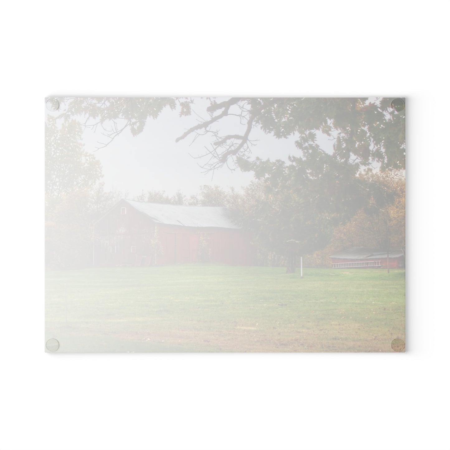 U R There Photography Hill Road Roadside Red Rustic Farmhouse Tempered-Glass Cutting Board