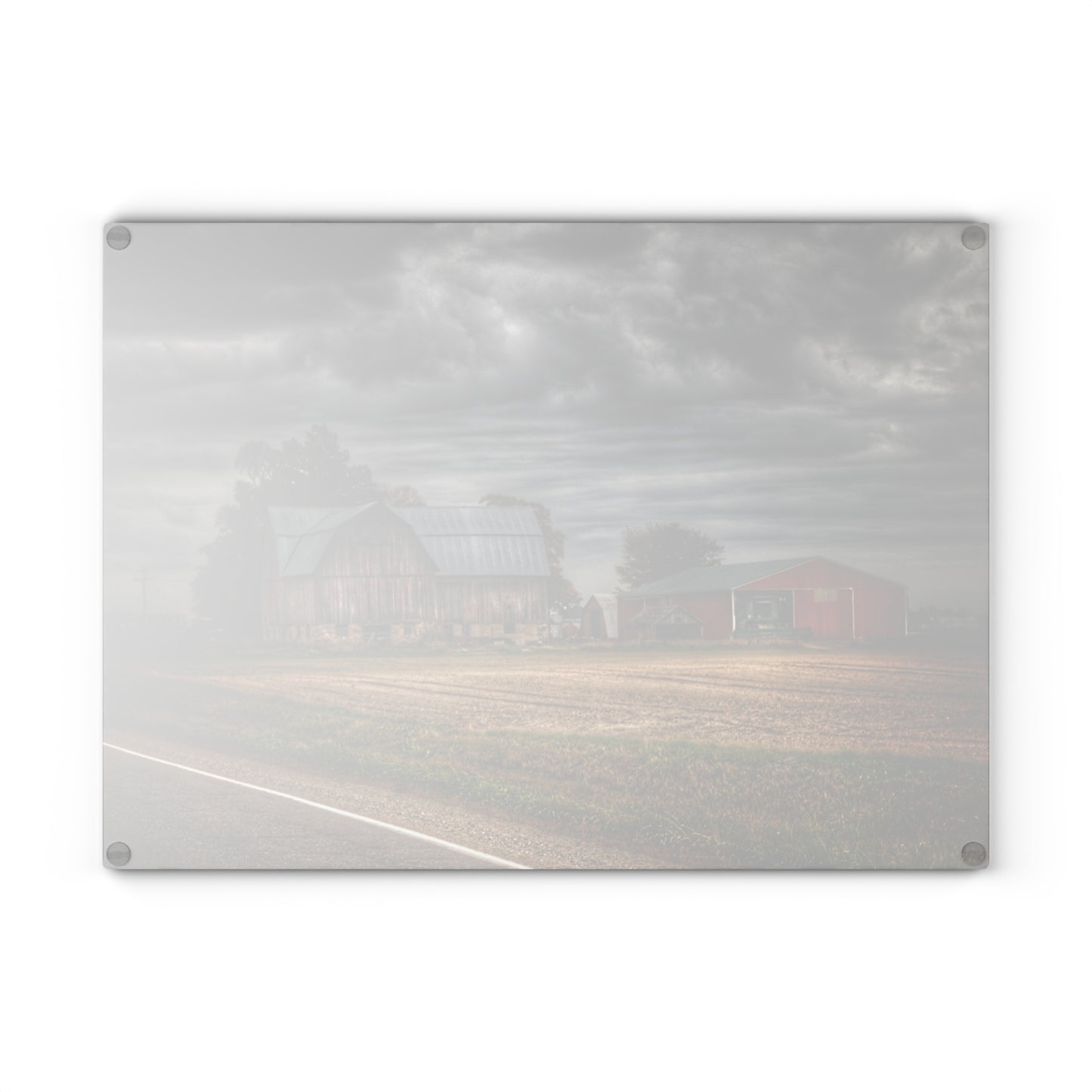 U R There Photography Snover Road Red II Rustic Farmhouse Tempered-Glass Cutting Board