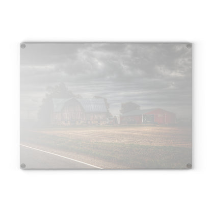 U R There Photography Snover Road Red II Rustic Farmhouse Tempered-Glass Cutting Board