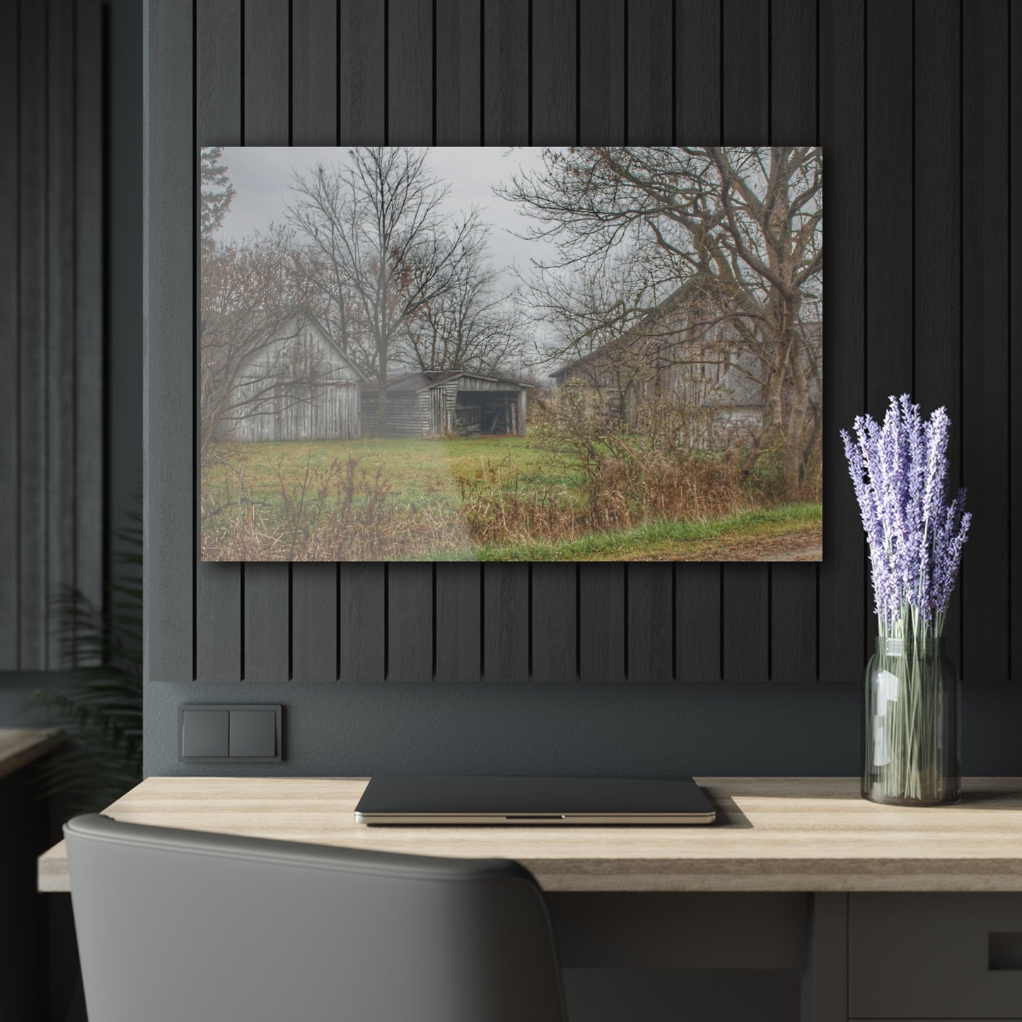U R There Photography Bowers Road Greys IV Rustic Farmhouse Acrylic Wall Print