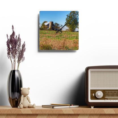 U R There Photography Freiberger Road Greys Rustic Farmhouse Acrylic Analog Wall Clock