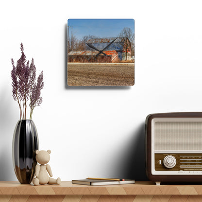 U R There Photography Indian Trail Rusted Reds I Rustic Farmhouse Acrylic Analog Wall Clock