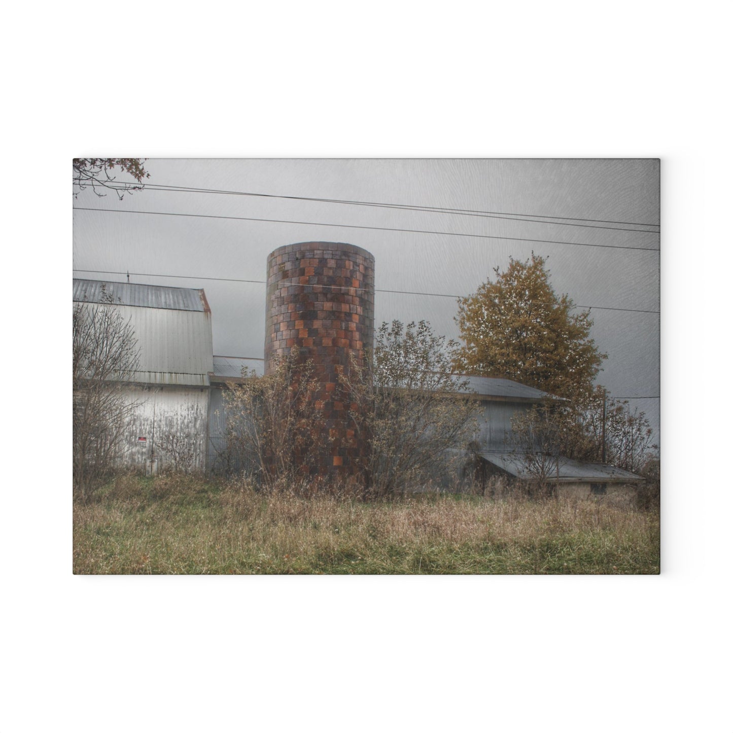U R There Photography Bordman Road Grey Rustic Farmhouse Tempered-Glass Cutting Board