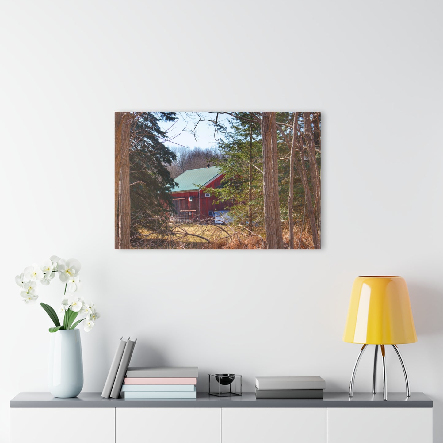 U R There Photography Bordman Road Hidden Red Rustic Farmhouse Acrylic Wall Print