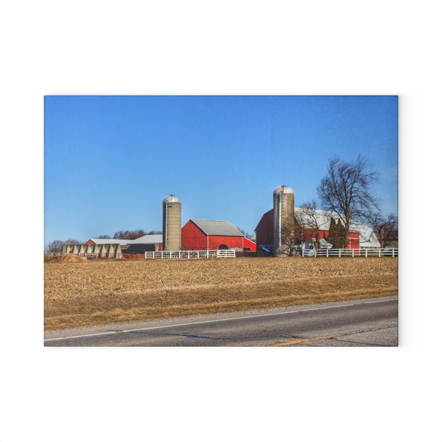 U R There Photography Marlette Reds Rustic Farmhouse Tempered-Glass Cutting Board