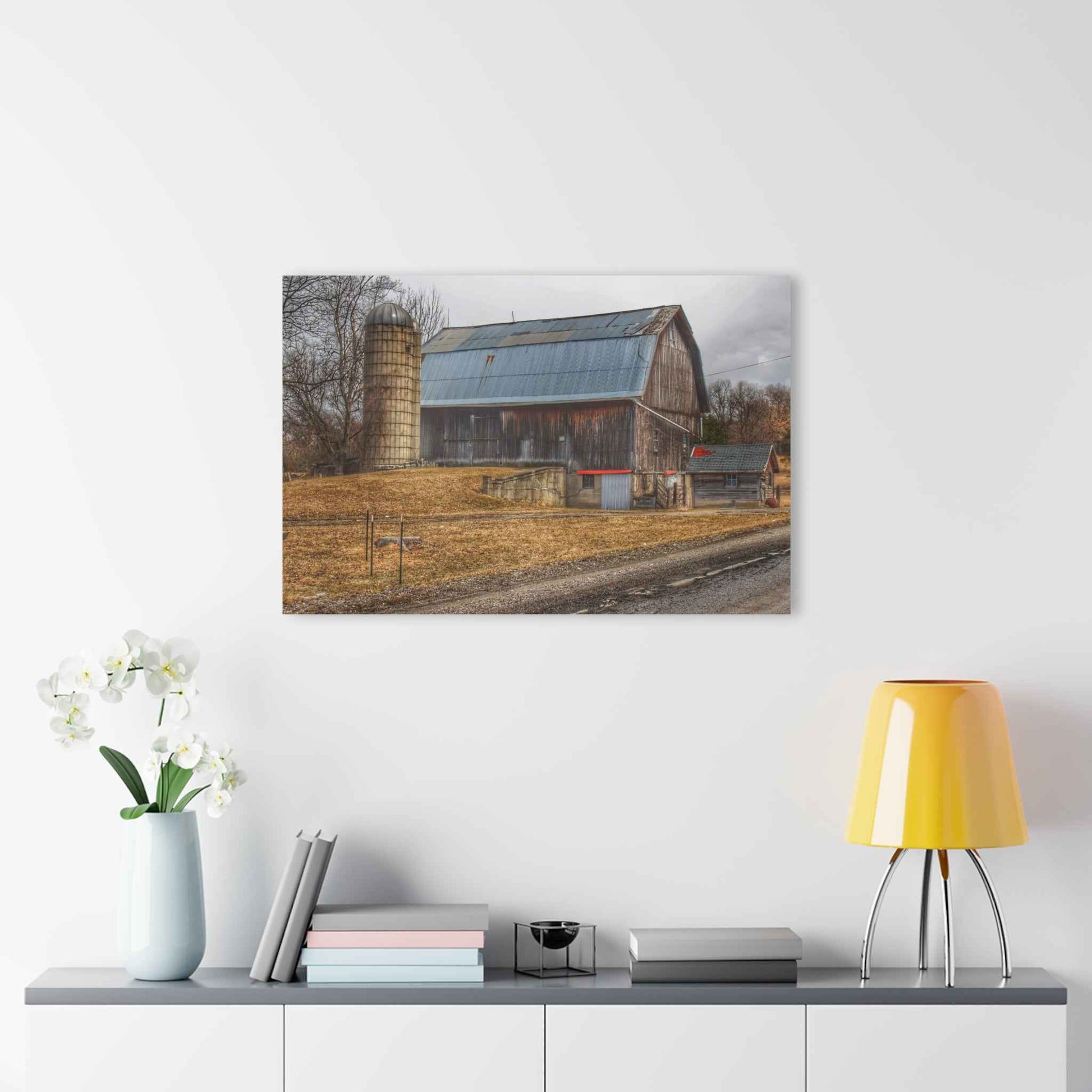 U R There Photography Seymour Lakes Roadside Grey Rustic Farmhouse Acrylic Wall Print
