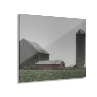 U R There Photography Farm in the Fog Rustic Farmhouse Acrylic Wall Print