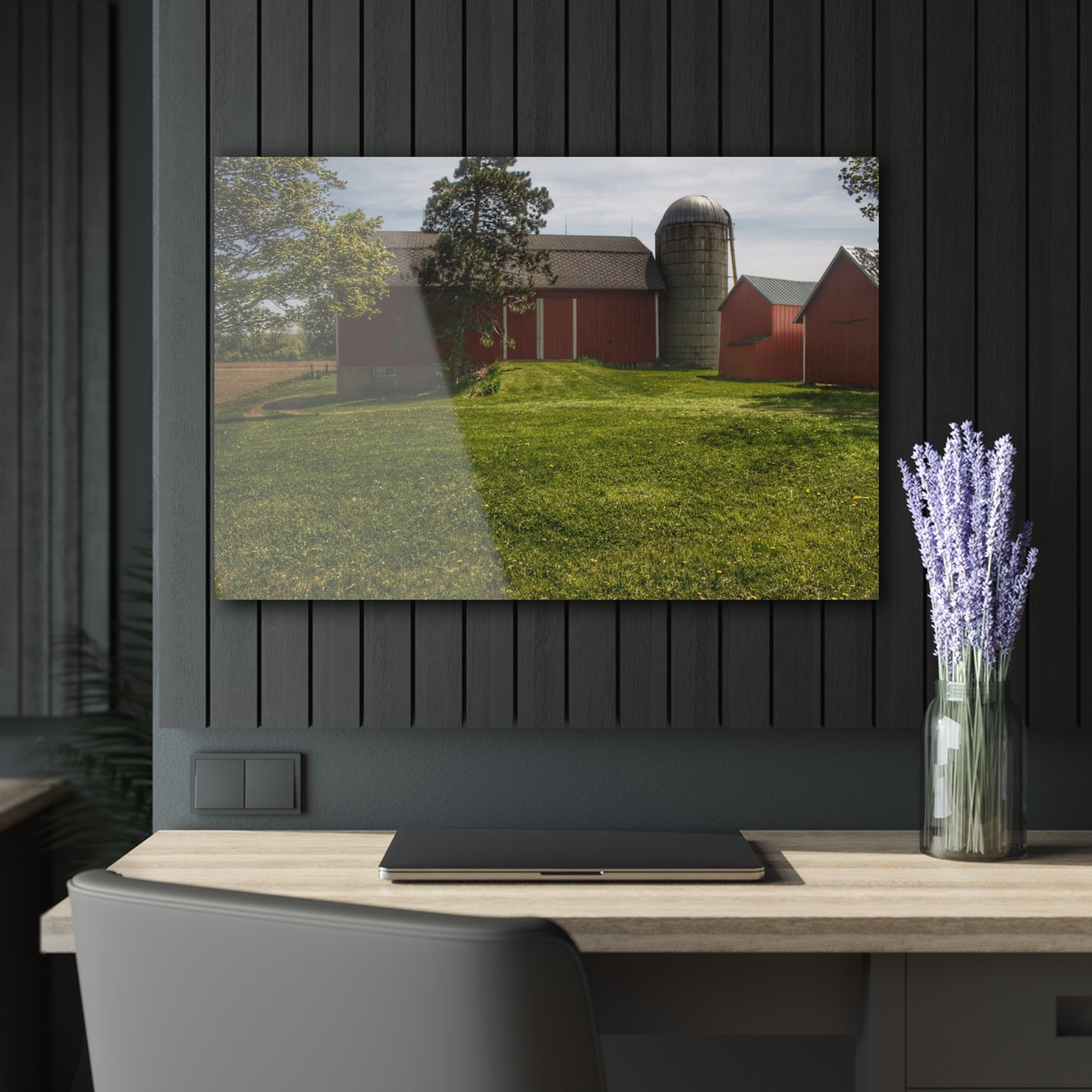 U R There Photography Maple Leaf Road Red Rustic Farmhouse Acrylic Wall Print