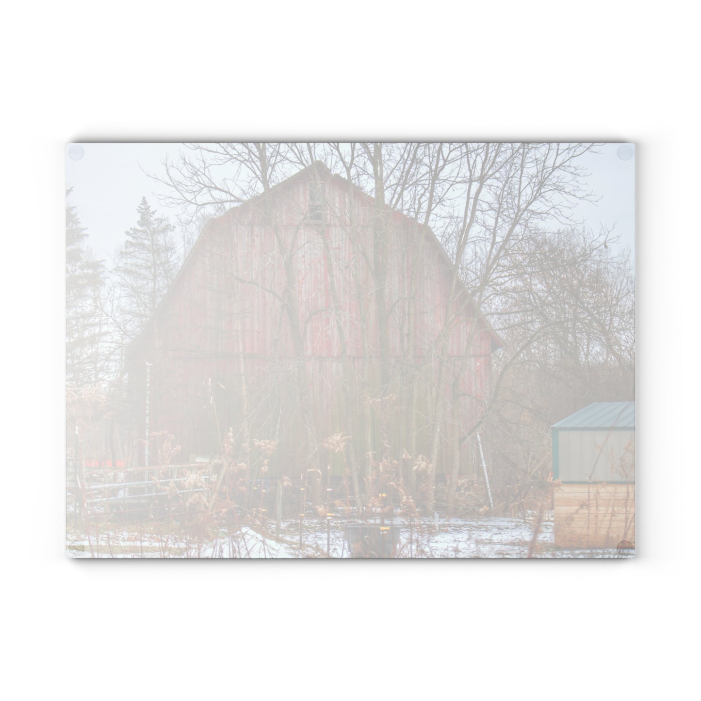 U R There Photography LeValley Road Red Rustic Farmhouse Tempered-Glass Cutting Board