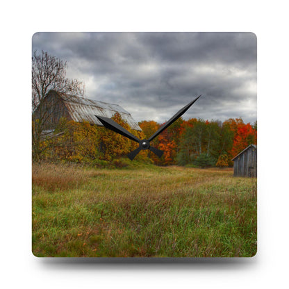 U R There Photography Church Road Grey and Little Grey Rustic Farmhouse Acrylic Analog Wall Clock