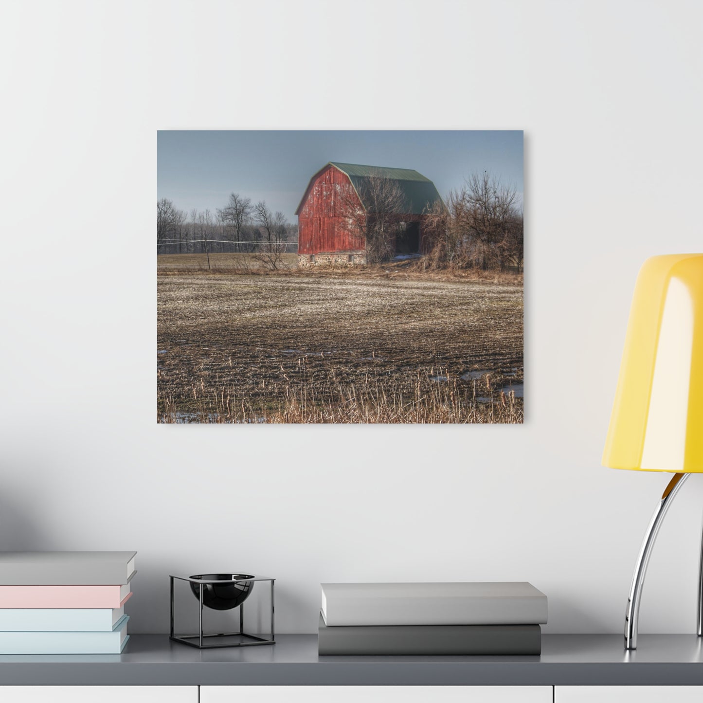 U R There Photography Bowers Road Goodland Red Rustic Farmhouse Acrylic Wall Print