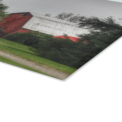 U R There Photography Bronson Lake Hidden Red II Rustic Farmhouse Tempered-Glass Cutting Board