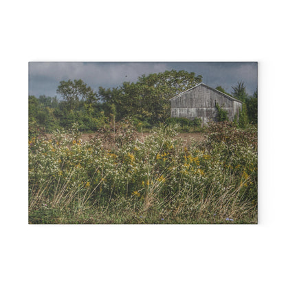 U R There Photography Almont Road Grey Rustic Farmhouse Tempered-Glass Cutting Board