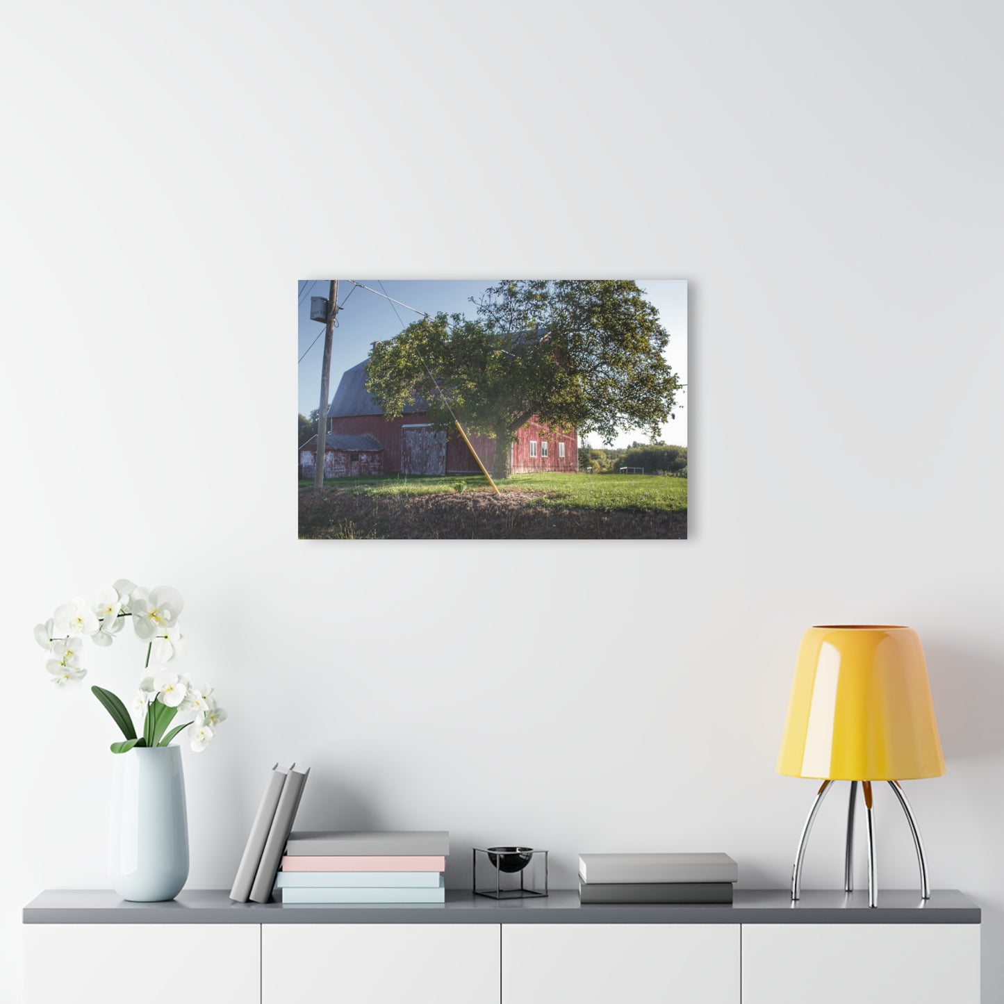 U R There Photography Rochester Road Hidden Red Rustic Farmhouse Acrylic Wall Print