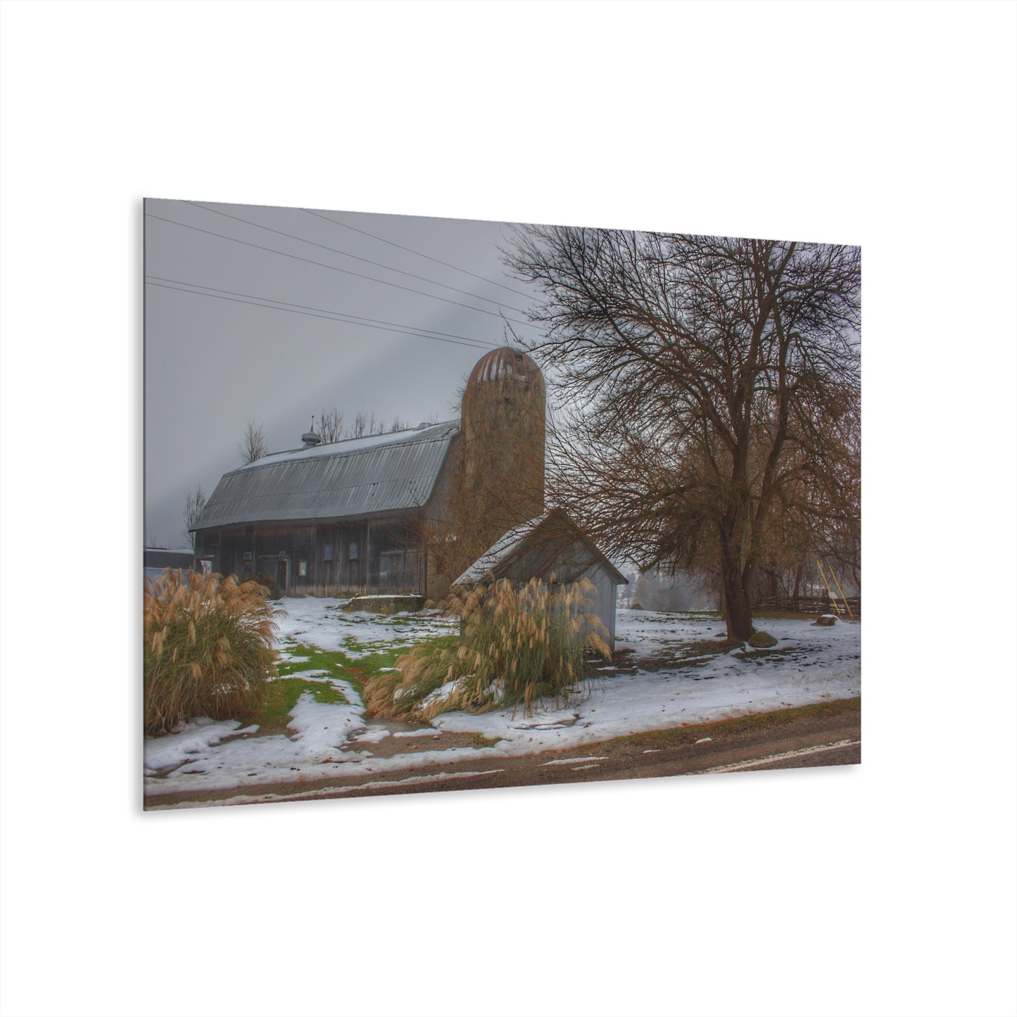 U R There Photography Ludwig Road Greys in the Fog Rustic Farmhouse Acrylic Wall Print