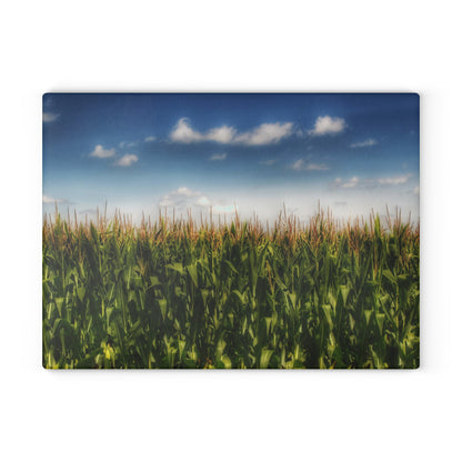U R There Photography Sky-High Corn Rustic Farmhouse Tempered-Glass Cutting Board