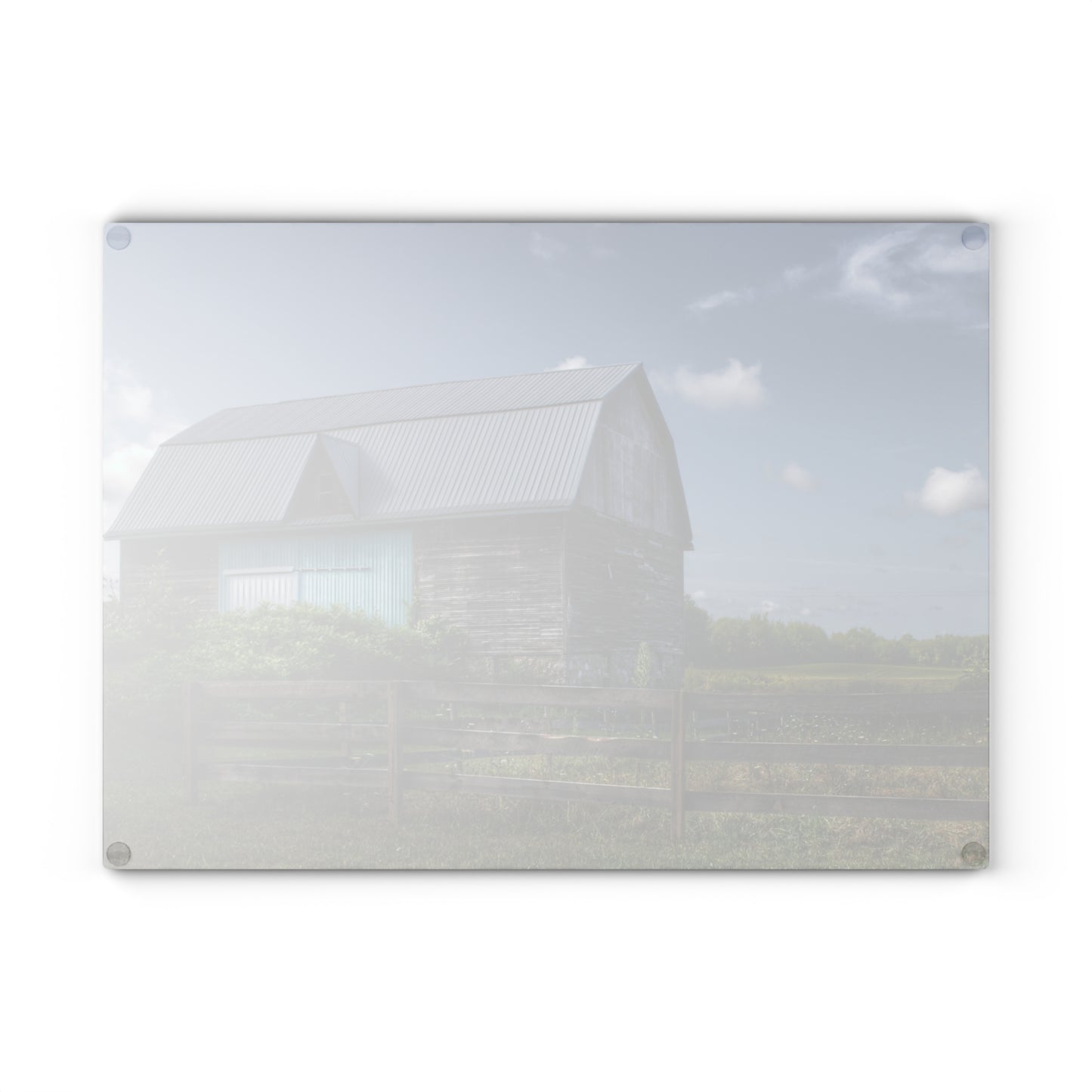 U R There Photography Harris Road Grey Rustic Farmhouse Tempered-Glass Cutting Board