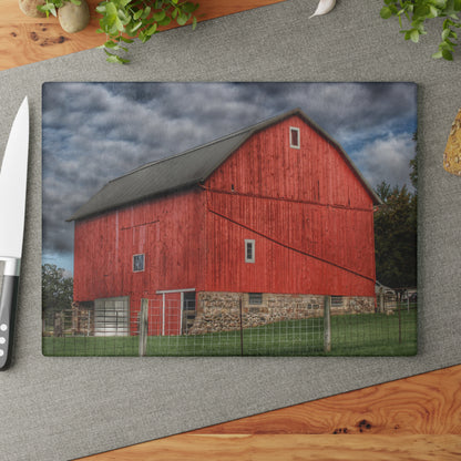 U R There Photography North Elba Road Red Rustic Farmhouse Tempered-Glass Cutting Board