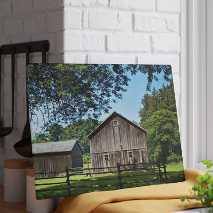 U R There Photography Otisville Grey Rustic Farmhouse Tempered-Glass Cutting Board