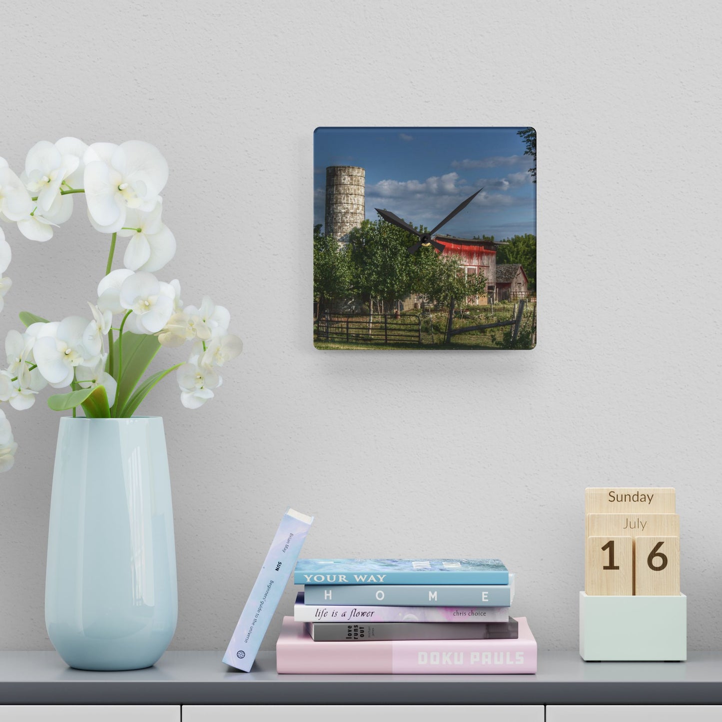U R There Photography Henderson Road Farm Rustic Farmhouse Acrylic Analog Wall Clock