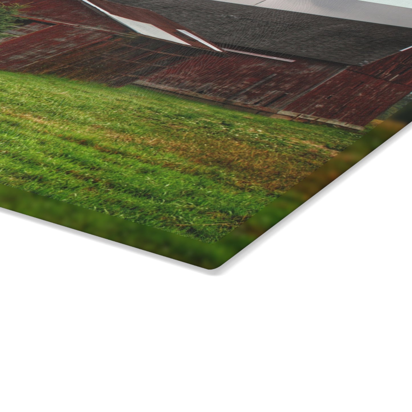 U R There Photography Winslow Road Reds Rustic Farmhouse Tempered-Glass Cutting Board