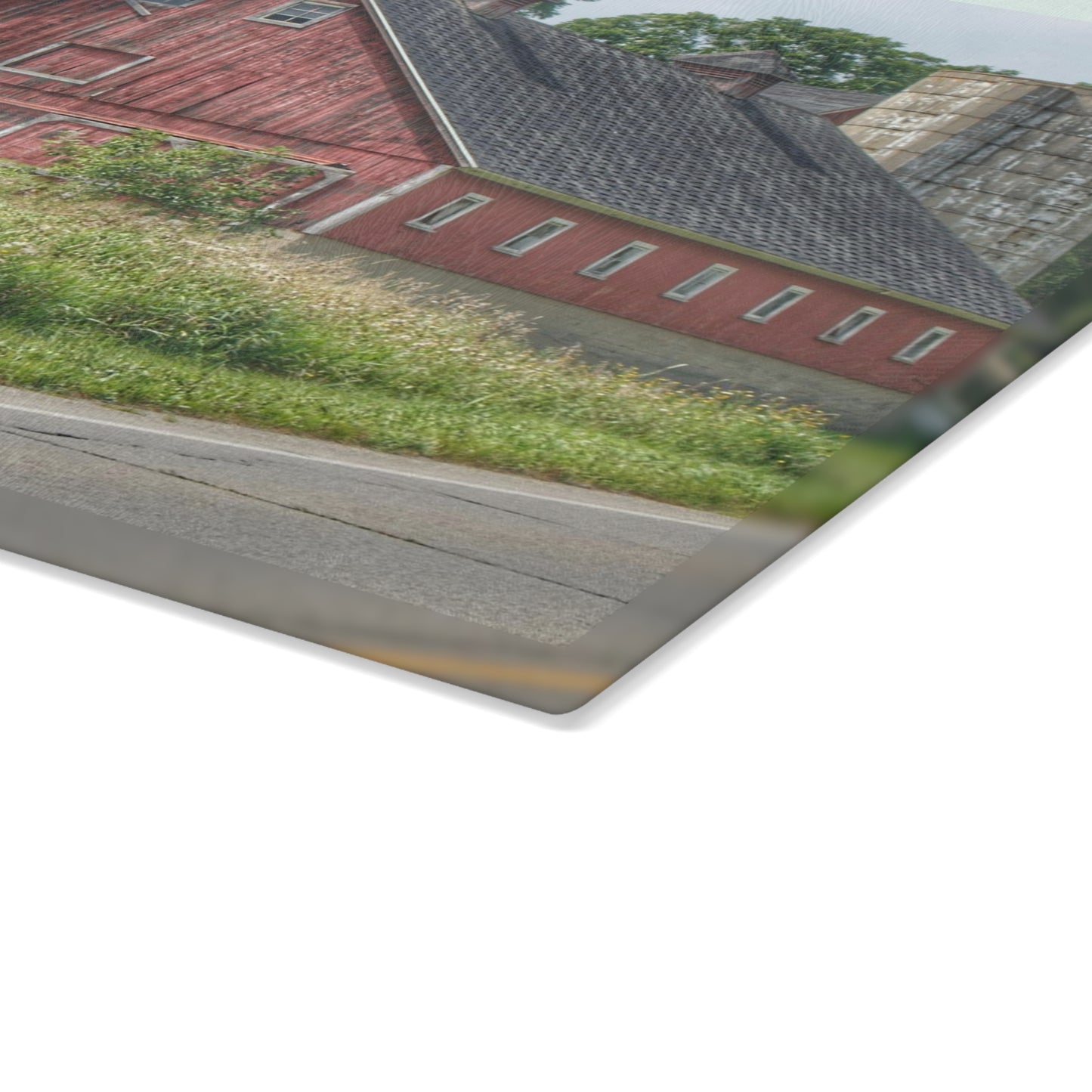 U R There Photography Metamora Red I Rustic Farmhouse Tempered-Glass Cutting Board