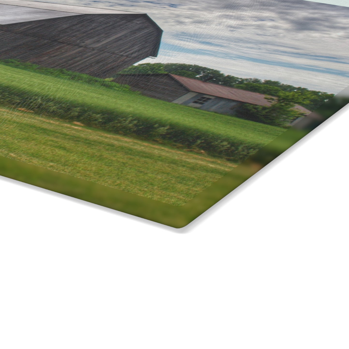 U R There Photography West Tuscola Road Grey Rustic Farmhouse Tempered-Glass Cutting Board