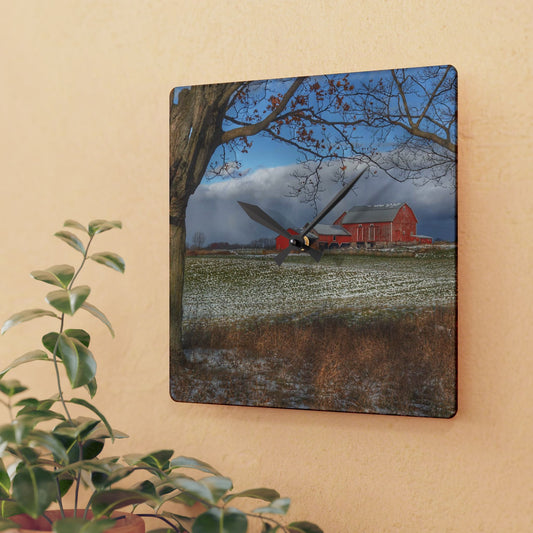 Rustic Farmhouse Wall Clock Featuring Approaching Storm on Edward Road