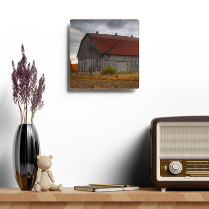 U R There Photography Sheridan Line Road Rusted Grey II Rustic Farmhouse Acrylic Analog Wall Clock