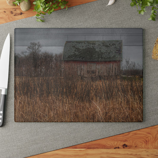 U R There Photography Brown Road Rustic Rustic Farmhouse Tempered-Glass Cutting Board