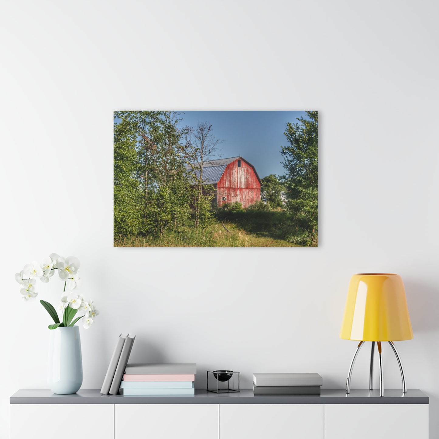 Barn Boutique Modern Farmhouse Acrylic Wall Print| Columbiaville Red in Summer II