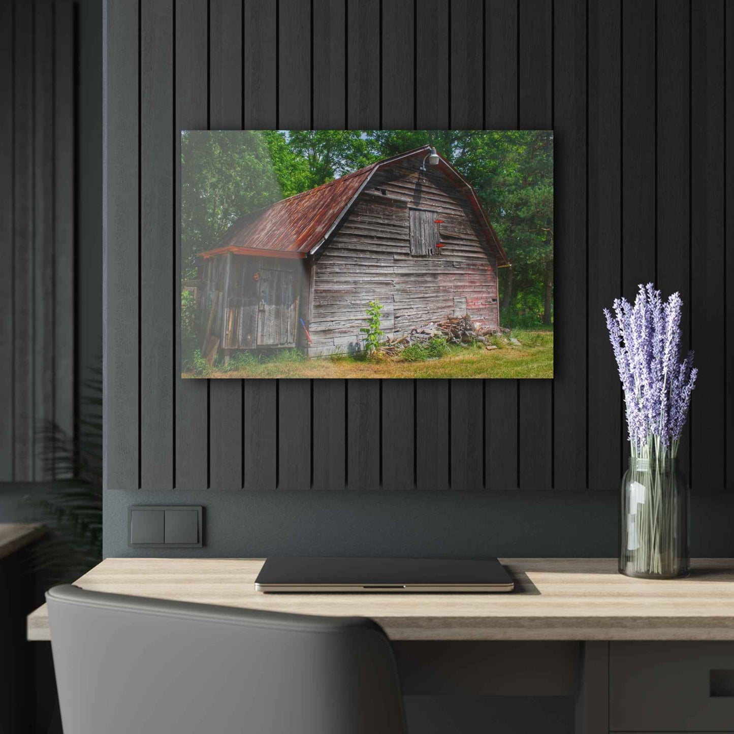 U R There Photography Roadside Grey Rustic Farmhouse Acrylic Wall Print