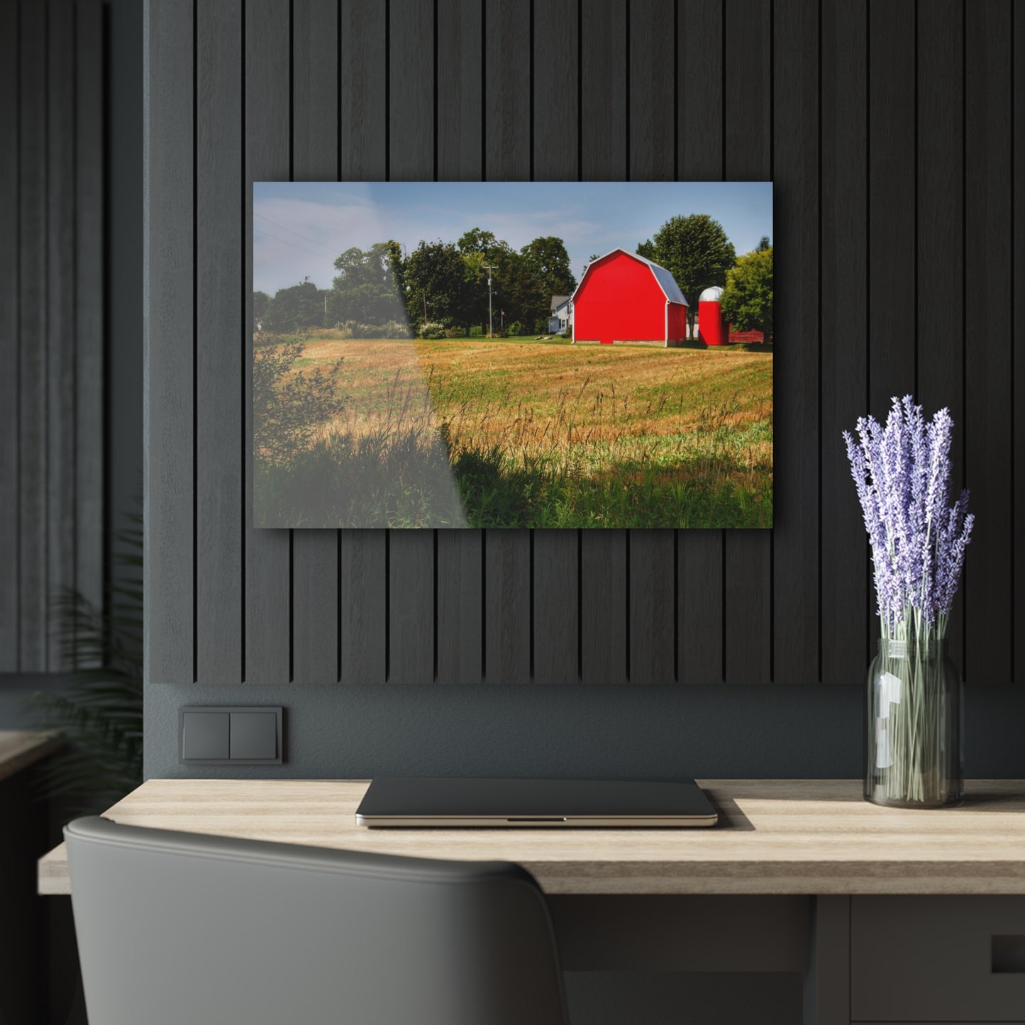 U R There Photography Bristol Road Red and Silo Rustic Farmhouse Acrylic Wall Print