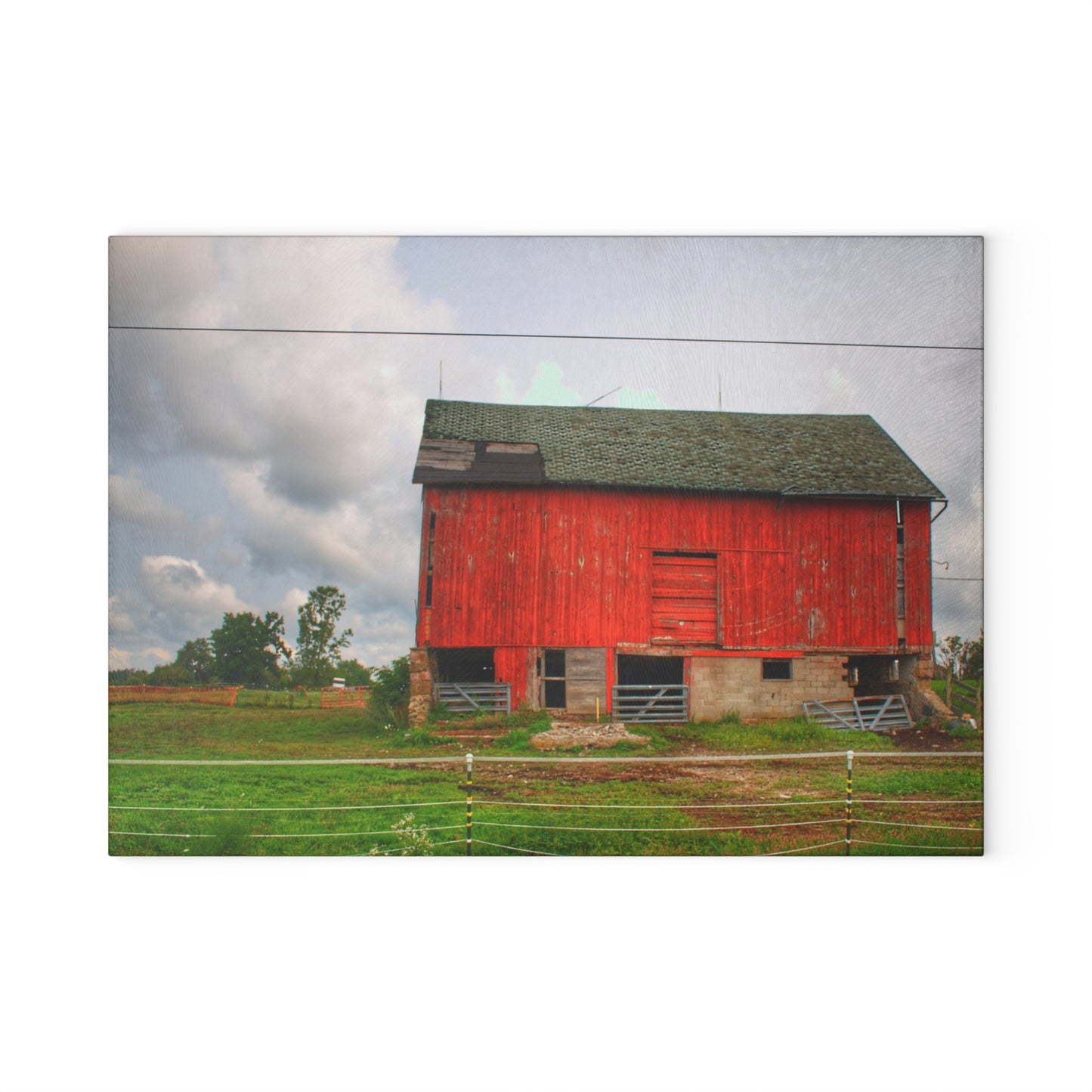 Barn Boutique Rustic Tempered-Glass Cutting Board| Elba Road Red I