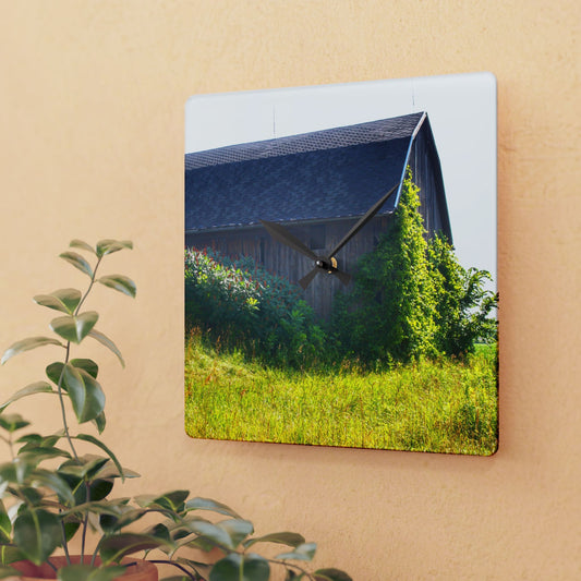 U R There Photography North Lake Pleasant Road Old Grey Rustic Farmhouse Acrylic Analog Wall Clock