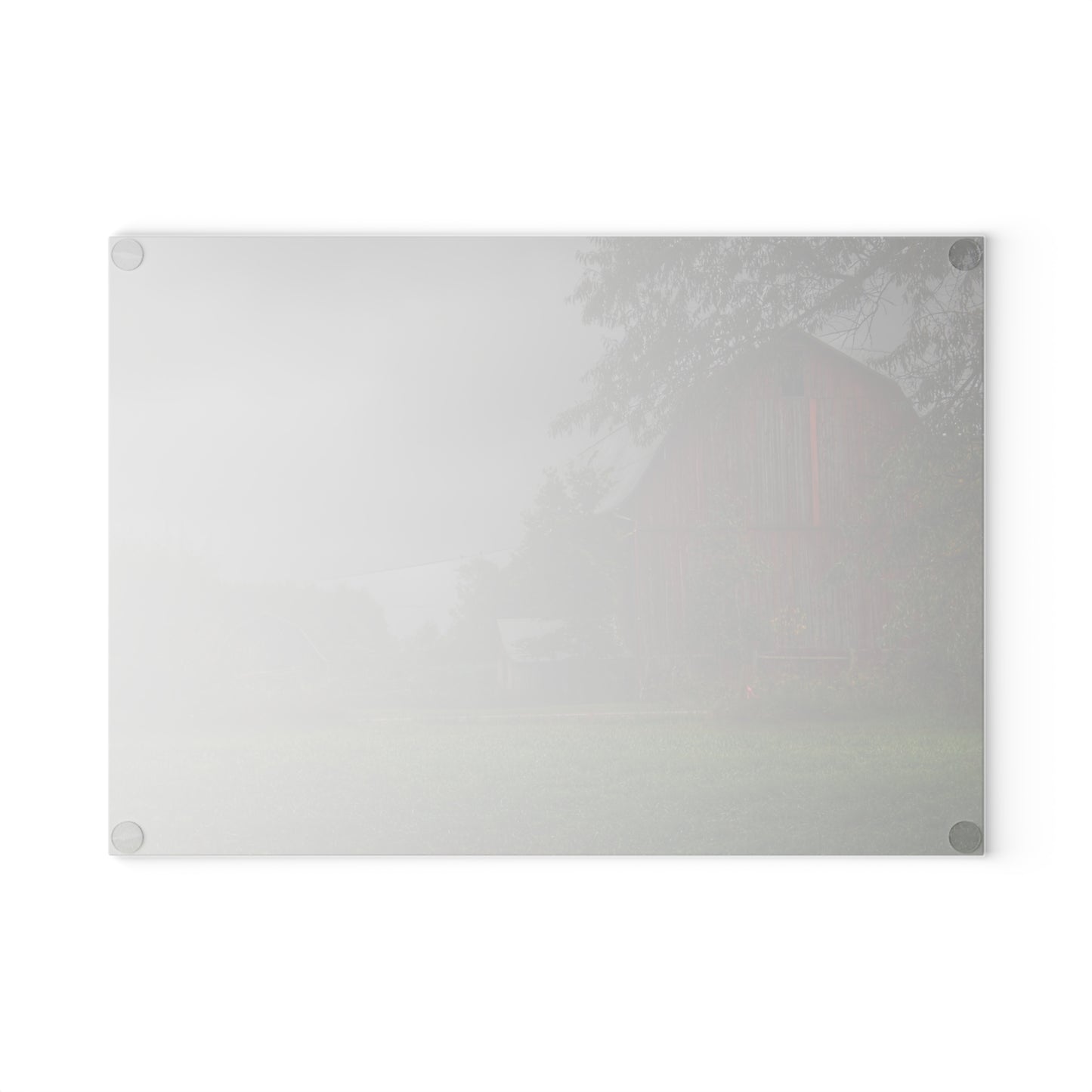 U R There Photography Columbiaville Red and Little Grey Rustic Farmhouse Tempered-Glass Cutting Board