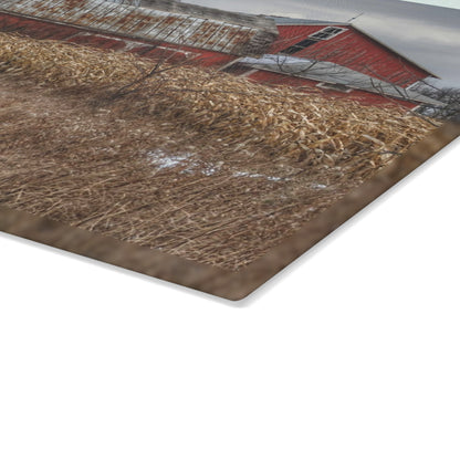 U R There Photography Edward Road Reds Rustic Farmhouse Tempered-Glass Cutting Board