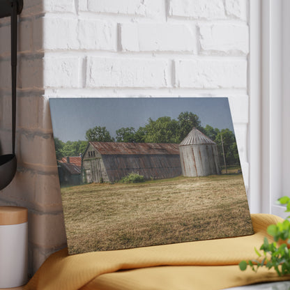 U R There Photography Hough Road Green Quonset II Rustic Farmhouse Tempered-Glass Cutting Board