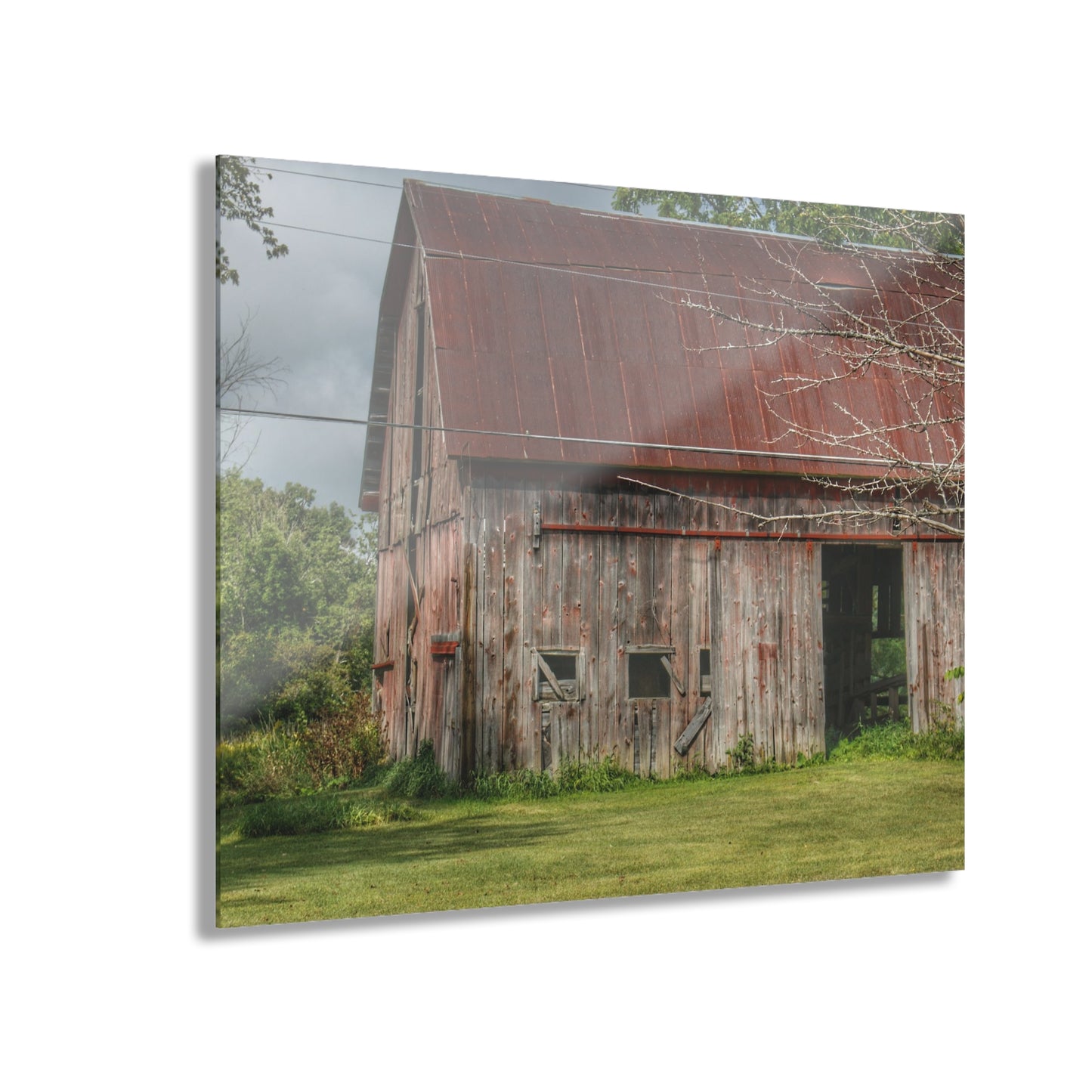 U R There Photography Columbiaville Roadside Grey and Rusted Rustic Farmhouse Acrylic Wall Print