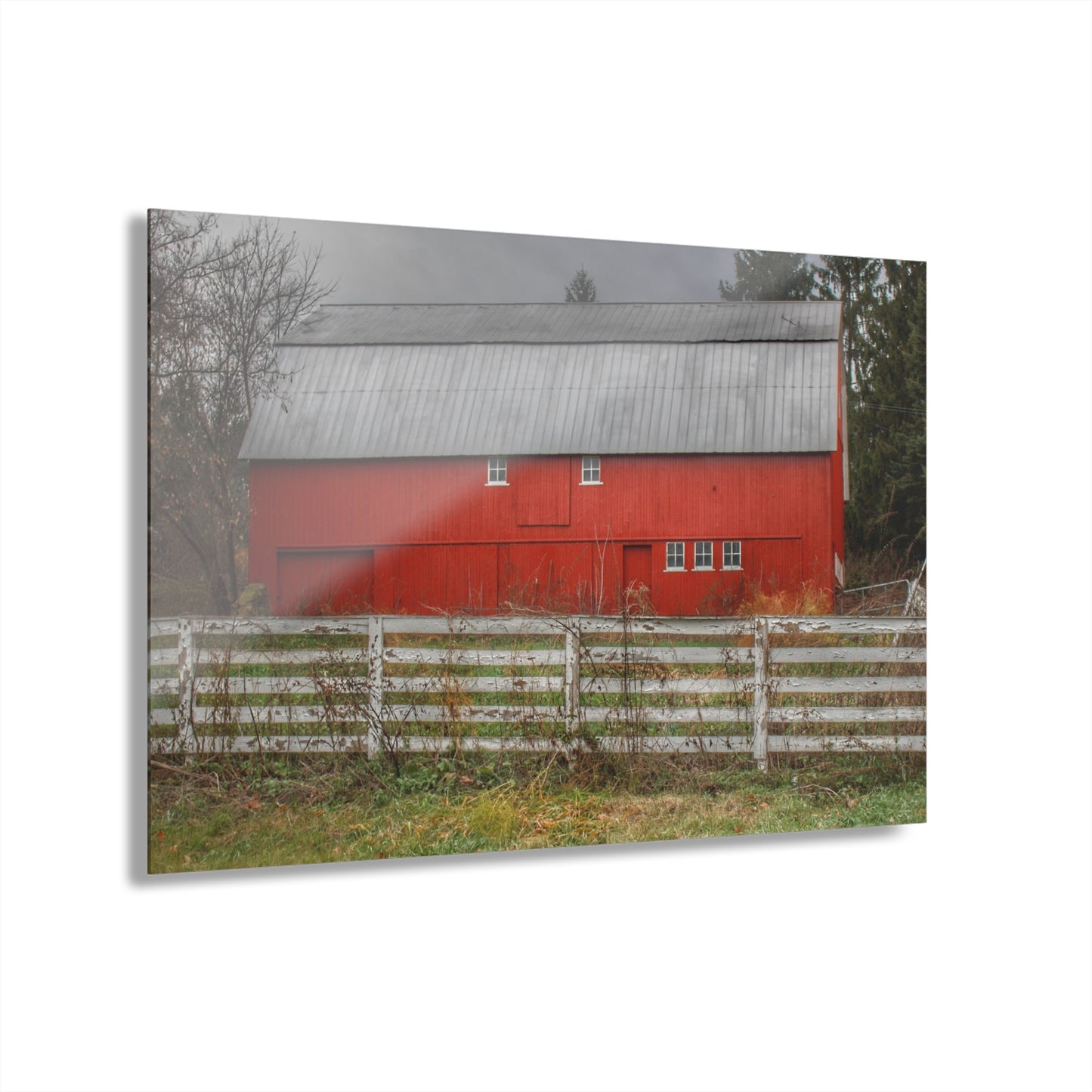 U R There Photography Corralled Red Rustic Farmhouse Acrylic Wall Print