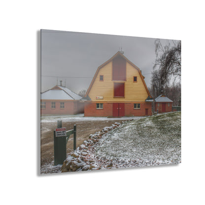 U R There Photography Yellow Barn of Bordman Rustic Farmhouse Acrylic Wall Print