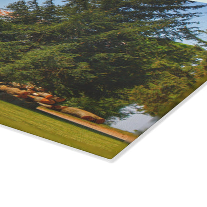 U R There Photography Mushroom Road Hidden Red Rustic Farmhouse Tempered-Glass Cutting Board