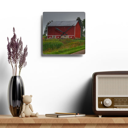 U R There Photography Brown Road Horse Barn I Rustic Farmhouse Acrylic Analog Wall Clock